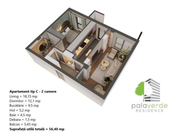 apartament Tip C 2 camere